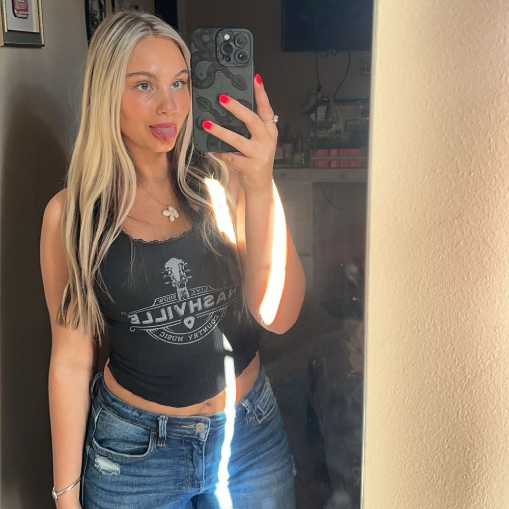 Altar'd State Black Graphic Tank Top